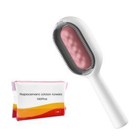 Cat Hair Brush With Water, Sticky Brush For Cats, 4 In-1 Cat Grooming Brush Creative Update Cat Dog Grooming Comb With Water Tank Double-Sided Hair Re (Color: Pink, tYPE: Brush and 100pcs Towel)