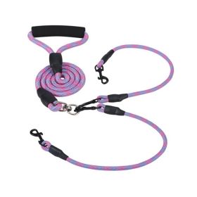 Outdoor No-Tangle Dogs Lead Double Dogs Leash (Color: Pink, tYPE: Dogs Leash)