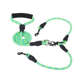 Outdoor No-Tangle Dogs Lead Double Dogs Leash (Color: Green, tYPE: Dogs Leash)