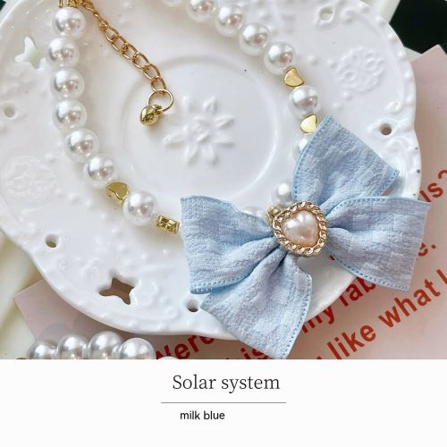 Japanese Pet Necklace Pearl Collar Bow Jewelry